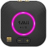 1Mii B06S  Bluetooth 5.2 Empfänger, HiFi Audio Adapter mit LDAC, Lautstärkeregelung, aptX HD & Low Latency Drahtloser Receiver für Stereoanlage Lautsprecher, mit 3,5 mm/Cinch-Ausgängen